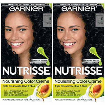 Picture of Garnier Hair Color Nutrisse Nourishing Creme, 11 Blackest Black, 2 Count