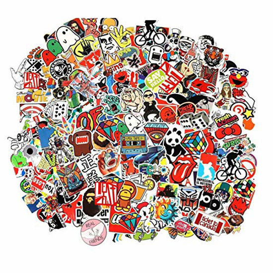 Picture of CHNLML Cool Sticker 55-905pcs Random Music Film Vinyl Skateboard Guitar Travel Case Sticker Door Laptop Luggage Car Bike Bicycle Stickers ( Random Pack) (105pcs)