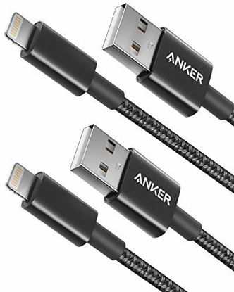 Picture of Anker 6ft Premium Nylon Lightning Cable [2-Pack], MFi Certified for iPhone Chargers, iPhone SE/Xs/XS Max/XR/X / 8 Plus / 7/6 Plus, iPad Pro Air 2, and More(Black)