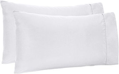 Picture of Amazon Basics Lightweight Soft Easy Care Microfiber Pillowcases - 2-Pack, Standard, Bright White
