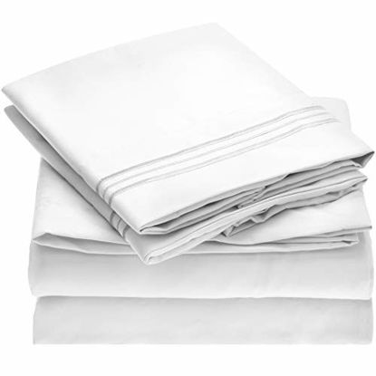 Picture of Mellanni Bed Sheet Set - Brushed Microfiber 1800 Bedding - Wrinkle, Fade, Stain Resistant - 3 Piece (Twin, White)