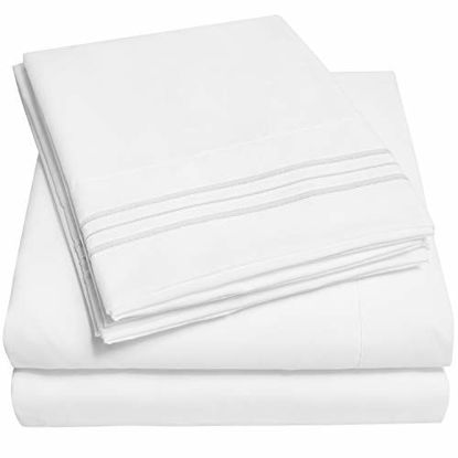 Picture of 1500 Supreme Collection Extra Soft Twin XL Sheets Set, White - Luxury Bed Sheets Set with Deep Pocket Wrinkle Free Hypoallergenic Bedding, Over 40 Colors, Twin XL Size, White