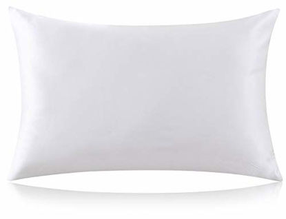 Picture of ZIMASILK 100% Mulberry Silk Pillowcase for Hair and Skin,with Hidden Zipper,Both Side 19 Momme Silk,600 Thread Count, 1pc(Standard 20''x26, Ivory)