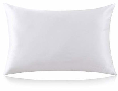 Picture of ZIMASILK 100% Mulberry Silk Pillowcase for Hair and Skin,with Hidden Zipper,Both Side 19 Momme Silk,600 Thread Count, 1pc(Standard 20''x26, Ivory)