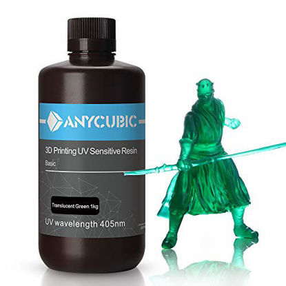 Picture of ANYCUBIC 3D Printer Resin, 405nm SLA UV-Curing Resin with High Precision and Quick Curing & Excellent Fluidity for LCD 3D Printing - 1KG/Green