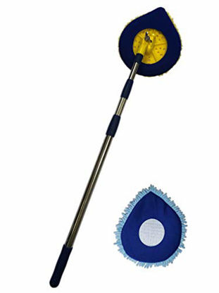 Picture of Chomp Long Handle Dust Mop:5 Minute CleanWalls Extendable Wall Washer, Ceiling Cleaner and Baseboard Duster - Telescoping Dry Dust / Wet Wash Cleaning Mop with Washable Microfiber Pad