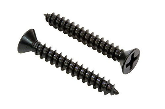 Picture of #8 X 2'' Black Xylan Coated Stainless Flat Head Phillips Wood Screw (25 pc) 18-8 (304) Stainless Steel Screw by Bolt Dropper