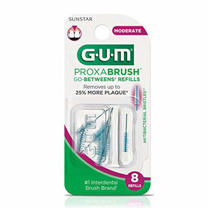 Picture of GUM Proxabrush Go-Betweens Interdental Brush Refills, Moderate, Plaque Removal, 8 Count