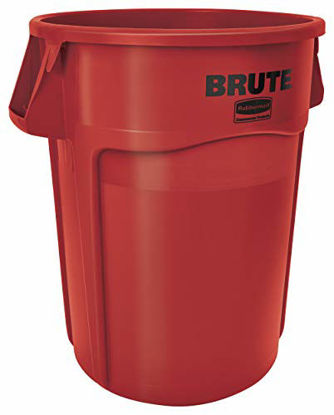 Picture of Rubbermaid Commercial Products BRUTE Heavy-Duty Round Trash/Garbage Can with Venting Channels - 55 Gallon - Red (Pack of 1)