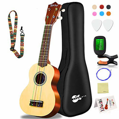 Picture of Soprano Ukulele Beginner Pack-21 Inch w/Rainbow String Gig Bag Fast Learn Songbook Digital Tuner All in One Kit
