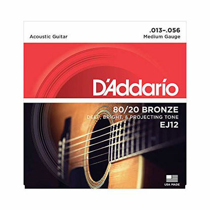 Picture of D'Addario EJ12 80/20 Bronze Acoustic Guitar Strings, Medium, 13-56