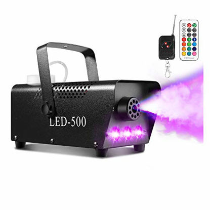 Picture of Smoke Machine, AGPTEK Fog Machine with 13 Colorful LED Lights Effect, 500W and 2000CFM Fog with 1 Wired Receiver and 2 Wireless Remote Controls, Perfect for Wedding, Halloween, Party and Stage Effect