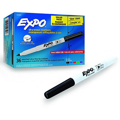 Picture of EXPO Low-Odor Dry Erase Markers, Ultra Fine Tip, Assorted Colors, 36-Count