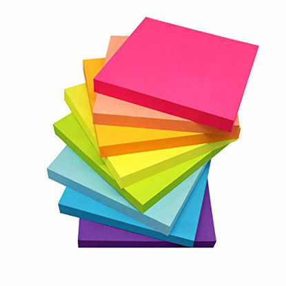 Picture of (8 Pack) Sticky Notes 3x3 Inches,Bright Colors Self-Stick Pads, Easy to Post for Home, Office, Notebook, 8 Pads/Pack