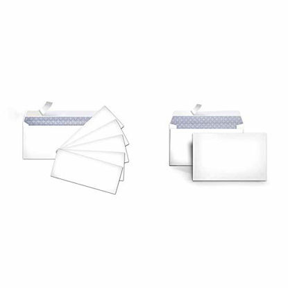 Picture of AmazonBasics #10 Security-Tinted Envelopes with Peel & Seal, White, 500-Pack - AMZP5 & #6 3/4 Security-Tinted Envelopes with Peel & Seal, 100-Pack, White - AMZA25