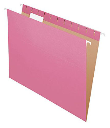 Picture of Pendaflex Recycled Hanging Folders, Letter Size, Pink, 1/5 Cut, 25/BX (81609)