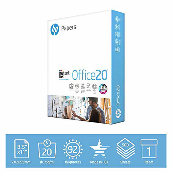 HP Printer Paper 8.5x11 Office 20 lb 1 Ream 500 Sheets 92 Bright Made in USA FSC 