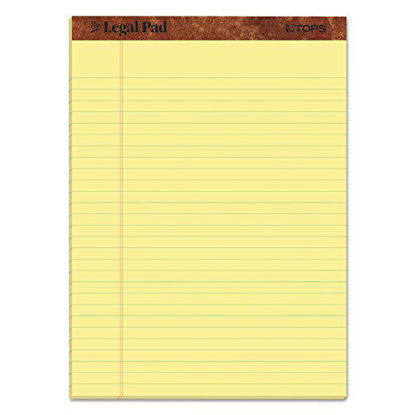 Picture of TOPS The Legal Pad Writing Pads, 8-1/2" x 11-3/4", Canary Paper, Legal Rule, 50 Sheets, 12 Pack (7532)