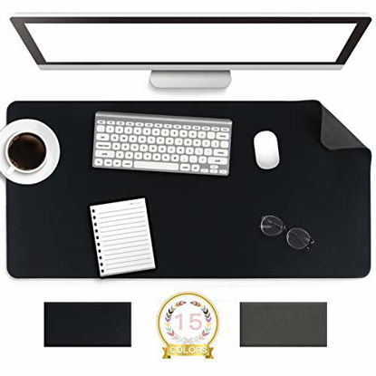 Picture of Non-Slip Desk Pad, Waterproof PVC Leather Desk Table Protector, Ultra Thin Large Mouse Pad, Easy Clean Laptop Desk Writing Mat for Office Work/Home/Decor(Black, 31.5" x 15.7")