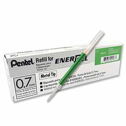 Picture of Pentel Refill Ink for EnerGel RTX Retractable Gel Pen, 12 Pack, 0.7mm, Medium Point, Lime Green (LR7-K)