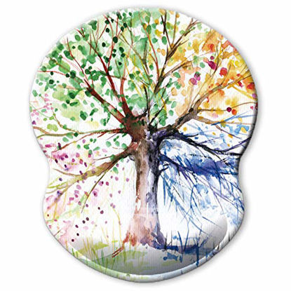 Picture of ITNRSIIET Ergonomic Mouse Pad with Gel Wrist Rest Support, Abstract Colorful Tree of Life Oil Paintings Art Creative Design, Non Slip PU Base Mouse Pad Wrist Rest for Office, Laptop, Comfortable