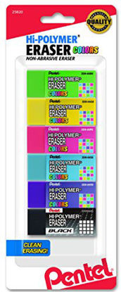 Picture of Pentel Hi-Polymer Block Eraser Colors Small, Assorted Colors, 6-Pk (ZEH05CRBP6M)