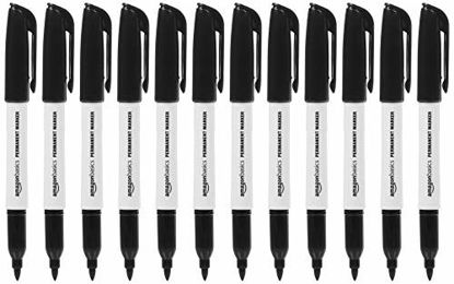 Picture of Amazon Basics Fine Point Tip Permanent Markers, Black, 12-Pack