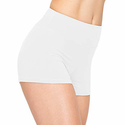 Picture of ALWAYS Women Workout Yoga Shorts - Premium Buttery Soft Solid Stretch Cheerleader Running Dance Volleyball Short Pants White L