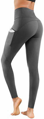 Picture of Lingswallow High Waist Yoga Pants - Yoga Pants with Pockets Tummy Control, 4 Ways Stretch Workout Running Yoga Leggings (Grey, Large)