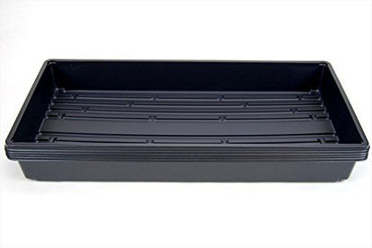 Picture of 5 Pack of Durable Black Plastic Growing Trays (Without Drain Holes) 21" X 11" X 2" - Flowers, Seedlings, Plants, Wheatgrass, Microgreens & More