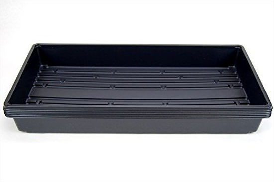 Picture of 5 Pack of Durable Black Plastic Growing Trays (Without Drain Holes) 21" X 11" X 2" - Flowers, Seedlings, Plants, Wheatgrass, Microgreens & More
