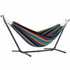 Picture of Vivere Double Cotton Hammock with Space Saving Steel Stand, (450 lb Capacity-Premium Carry Bag Included), 9', Rio Night with Charcoal Frame