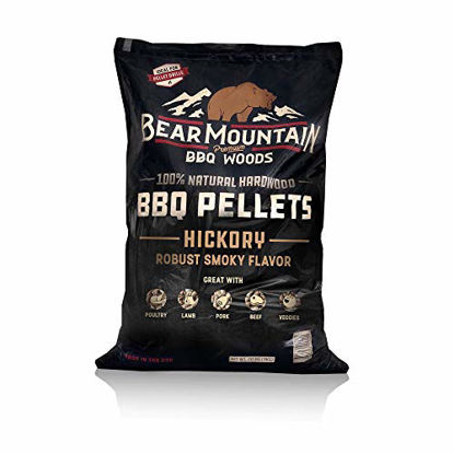 Picture of Bear Mountain BBQ FB14 Premium All-Natural Hardwood Hickory BBQ Smoker Pellets for Pellet Grills and Smokers, 40 lbs
