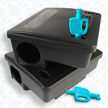 Picture of Kat Sense Rat Bait Station Traps, Reusable Humane Rodent Box Against Mice Chipmunks N Squirrels That Work, Smart Tamper Proof Cage House to Secure Bait Block and Pellets, Mouse Bait Station Outdoor