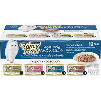 Picture of Purina Fancy Feast Natural Gravy Wet Cat Food Variety Pack, Gourmet Naturals in Gravy Collection - (2 Packs of 12) 3 oz. Cans