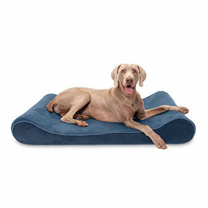 Picture of Furhaven Pet Dog Bed - Cooling Gel Foam Micro Velvet Ergonomic Luxe Lounger Cradle Mattress Contour Pet Bed with Removable Cover for Dogs and Cats, Stellar Blue, Jumbo Plus