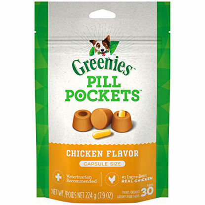 Picture of GREENIES PILL POCKETS Soft Dog Treats, Chicken, Capsule, 7.9-oz. 30-count pack