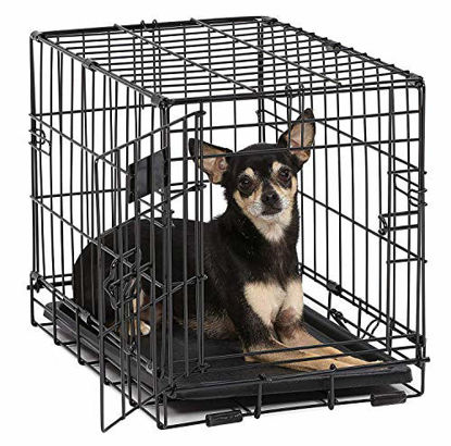 Picture of Dog Crate | MidWest ICrate XXS Folding Metal Dog Crate w/ Divider Panel, Floor Protecting Feet & Leak Proof Dog Tray | 18L x 12W x 14H Inches, Toy Dog Breed, Black