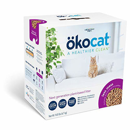 Picture of ökocat Less Mess Natural Wood Clumping Cat Litter Mini-Pellets, Great for Long-Hair Breeds, Medium, 14.8 lbs.