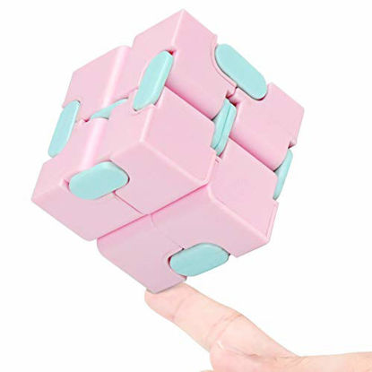 Picture of WUQID Infinity Cube Fidget Toy Stress Relieving Fidgeting Game for Kids and Adults,Cute Mini Unique Gadget for Anxiety Relief and Kill Time (Macaron Pink)