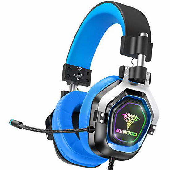 Gaming Headset PS4 Headset, Xbox Headset with 7.1 Surround Sound, Gaming  Headphones with Noise Cancelling Mic RGB Light Memory Earmuffs for PC, PS5