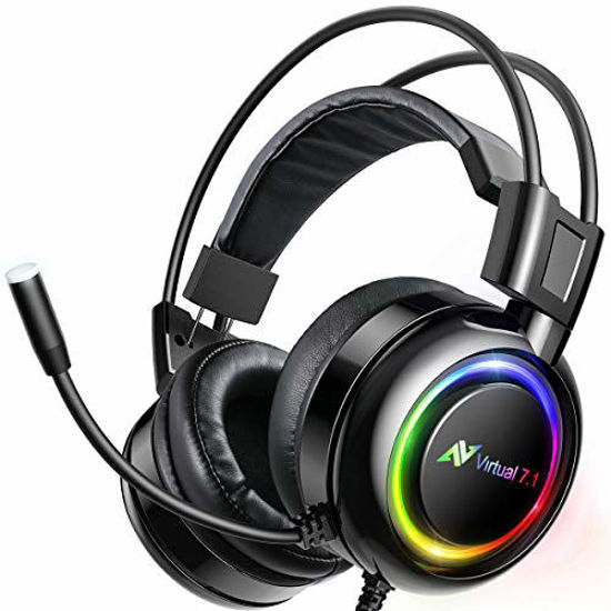 Picture of ABKONCORE Shoker Gaming Headset with Noise Canceling Mic - PC Headset with Dynamic Sensory, 7.1 Surround Sound, Soft Memory Foam, RGB Light for PC, Laptop, Mac