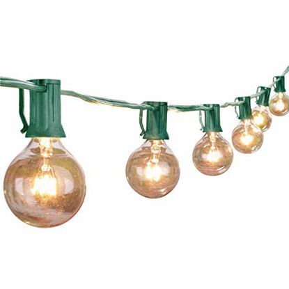 Picture of Outdoor String Light 25Feet G40 Globe Patio Lights with 26 Edison Glass Bulbs(1 Spare), Waterproof Connectable Hanging Light for Backyard Porch Balcony Deck Party Decor, E12 Socket Base, Green