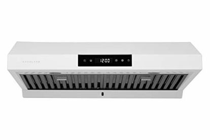 Picture of Hauslane | Chef Series 30" PS18 Under Cabinet Range Hood, Matte White | Pro Performance | Contemporary Design, Touch Screen, Dishwasher Safe Baffle Filters, LED Lamps, 3-Way Venting