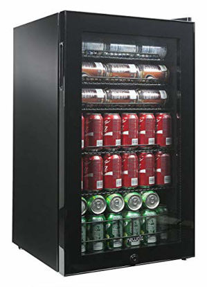 Picture of NewAir Beverage Refrigerator Cooler with 126 Can Capacity - Mini Bar Beer Fridge with Right Hinge Glass Door - Cools to 34F - AB-1200B - Black