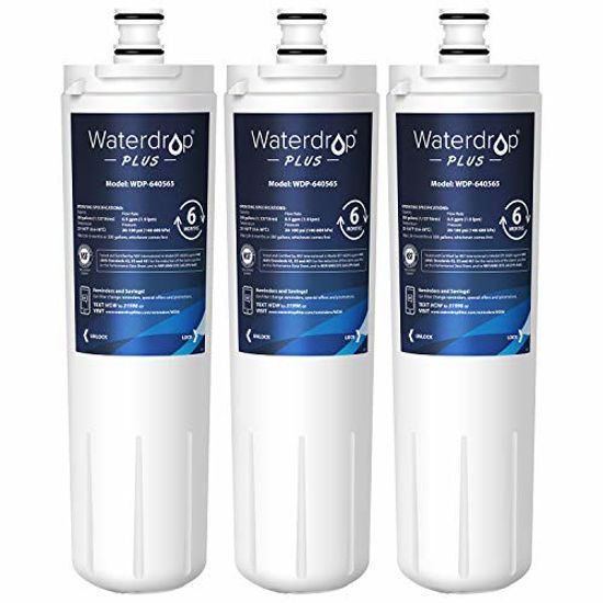 Picture of Waterdrop 640565 Replacement for Bosch 640565, 3M Cuno CS-52, EVOLFLTR10 AP3961137, Whirlpool WHKF-R-Plus, NSF 401, 53 & 42 Certified, Refrigerator Water Filter, Pack of 3