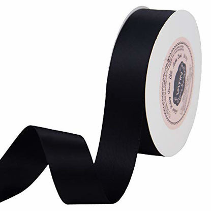 Picture of VATIN 1 inch Double Faced Polyester Satin Ribbon Black - 25 Yard Spool, Perfect for Wedding, Wreath, Baby Shower,Packing and Other Projects.