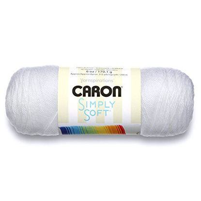 Picture of Caron Simply Soft Solids Yarn (4) Medium Gauge 100% Acrylic - 6 oz - White - Machine Wash & Dry