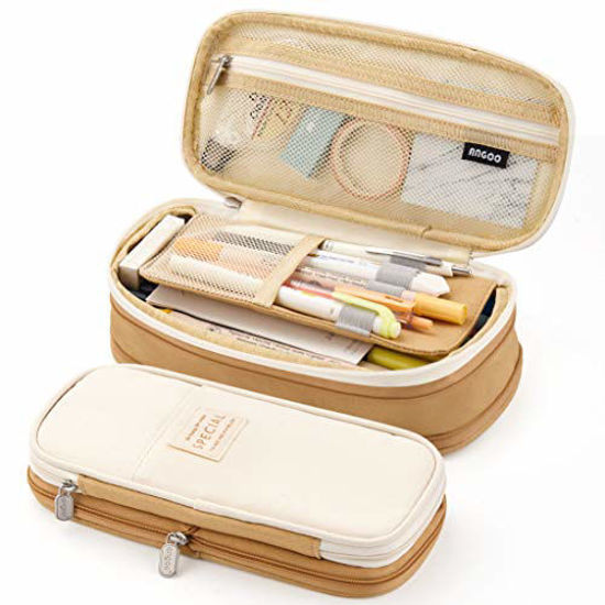 Picture of EASTHILL Big Capacity Pencil Pen Case Office College School Large Storage High Capacity Bag Pouch Holder Box Organizer Khaki