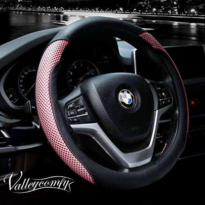 Picture of Valleycomfy Steering Wheel Cover with Microfiber Leather for Car Truck SUV 15 inch (Pink)